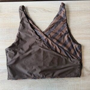 Brown Striped Bikini Top and Bottom